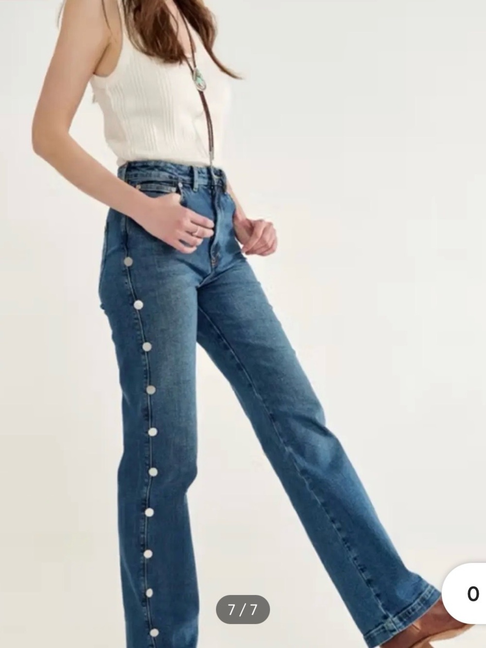 Tecovas High-Rise Button-Trim Straight Leg Jeans